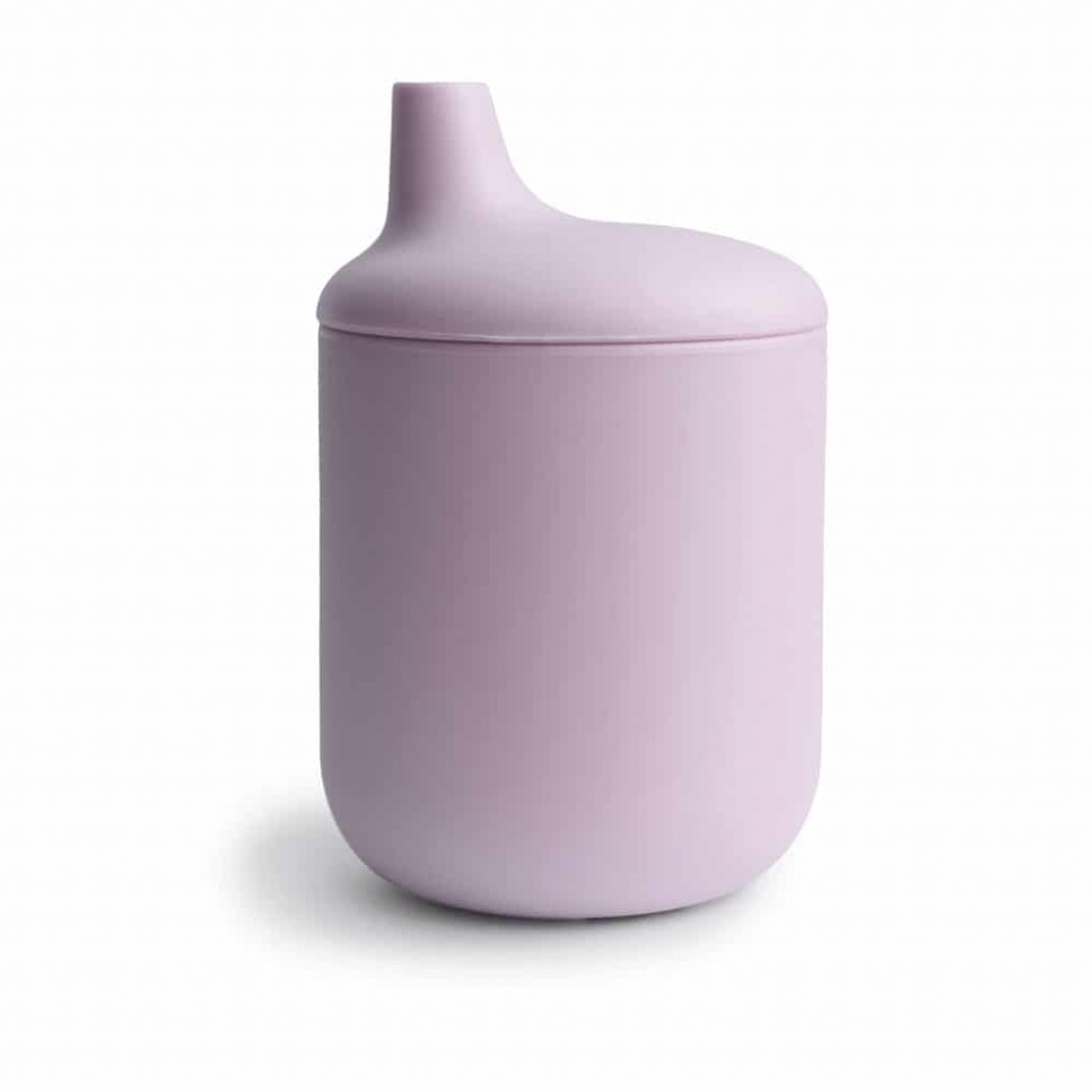 Mushie silikónový pohárik s náustkom (Soft Lilac)