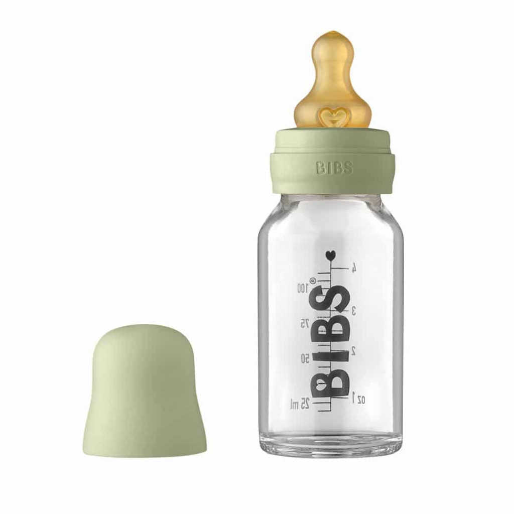 BIBS Baby Bottle sklenená fľaša 110ml (Sage)