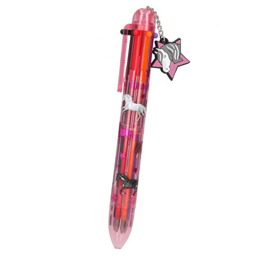Miss Melody Šesťfarebné pero - ružová, prívesok hviezda