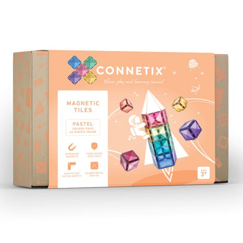 Connetix Magnetická stavebnica - Pastel Square Pack 40 ks