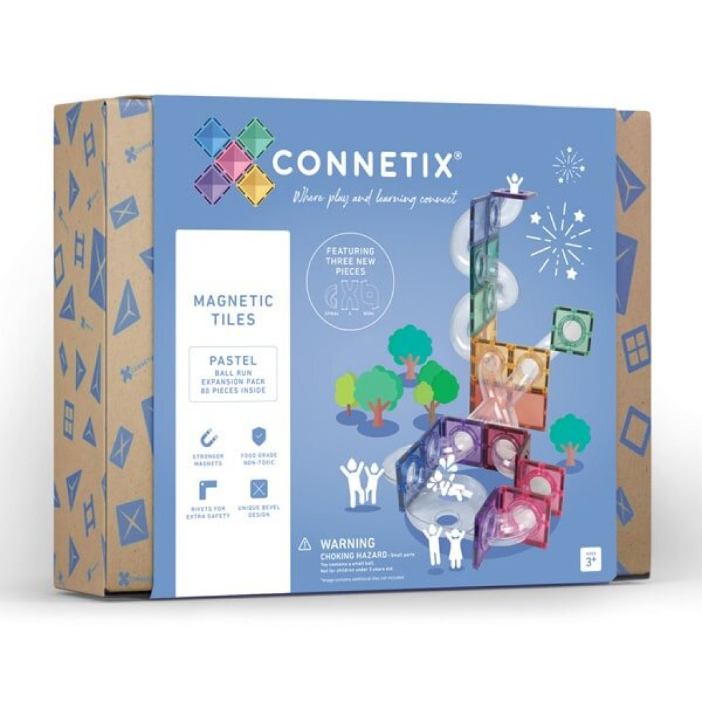 Connetix Magnetická stavebnica - Pastel Ball Run Expansion Pack 80 ks