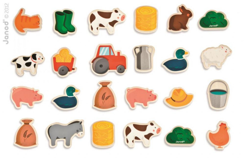 Drevené magnetky pre deti Zvieratá na farme 24 ks od 2 rokov