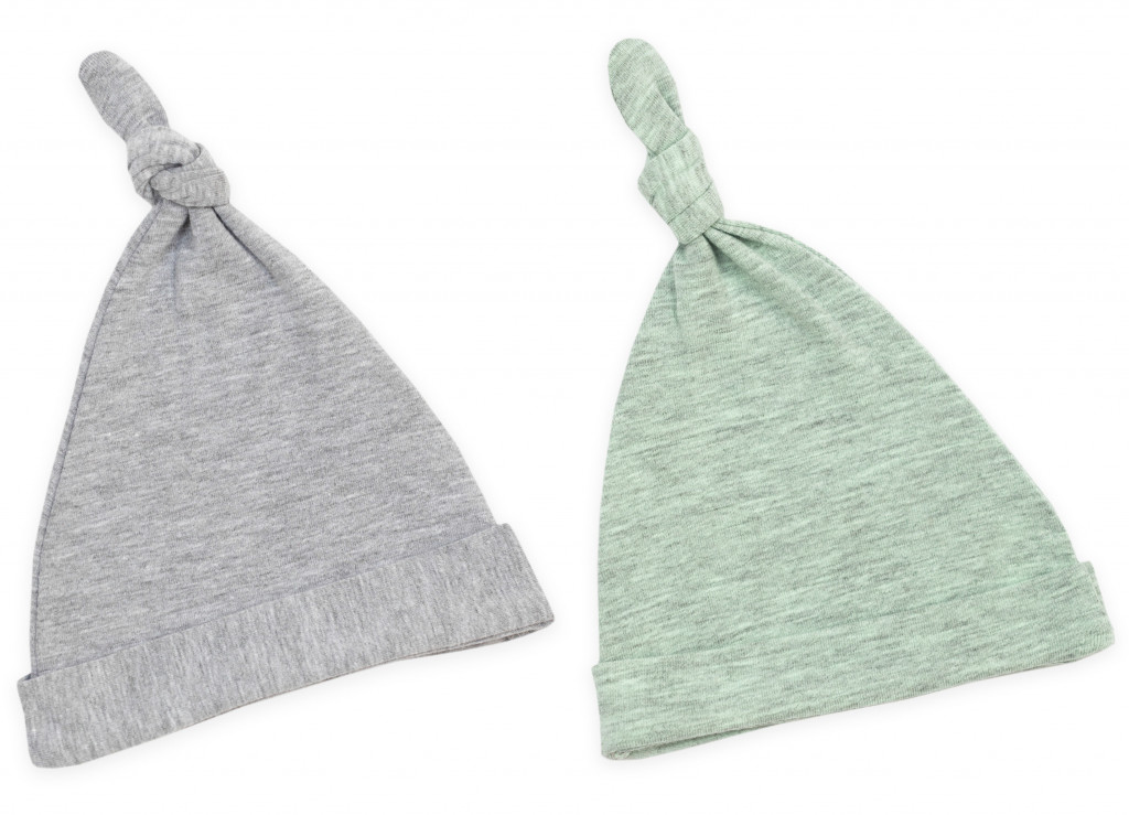 Sleepee Detské čiapky 0-2 mesiace - súprava dvoch kusov pastelová sivá / pastelová mintovou