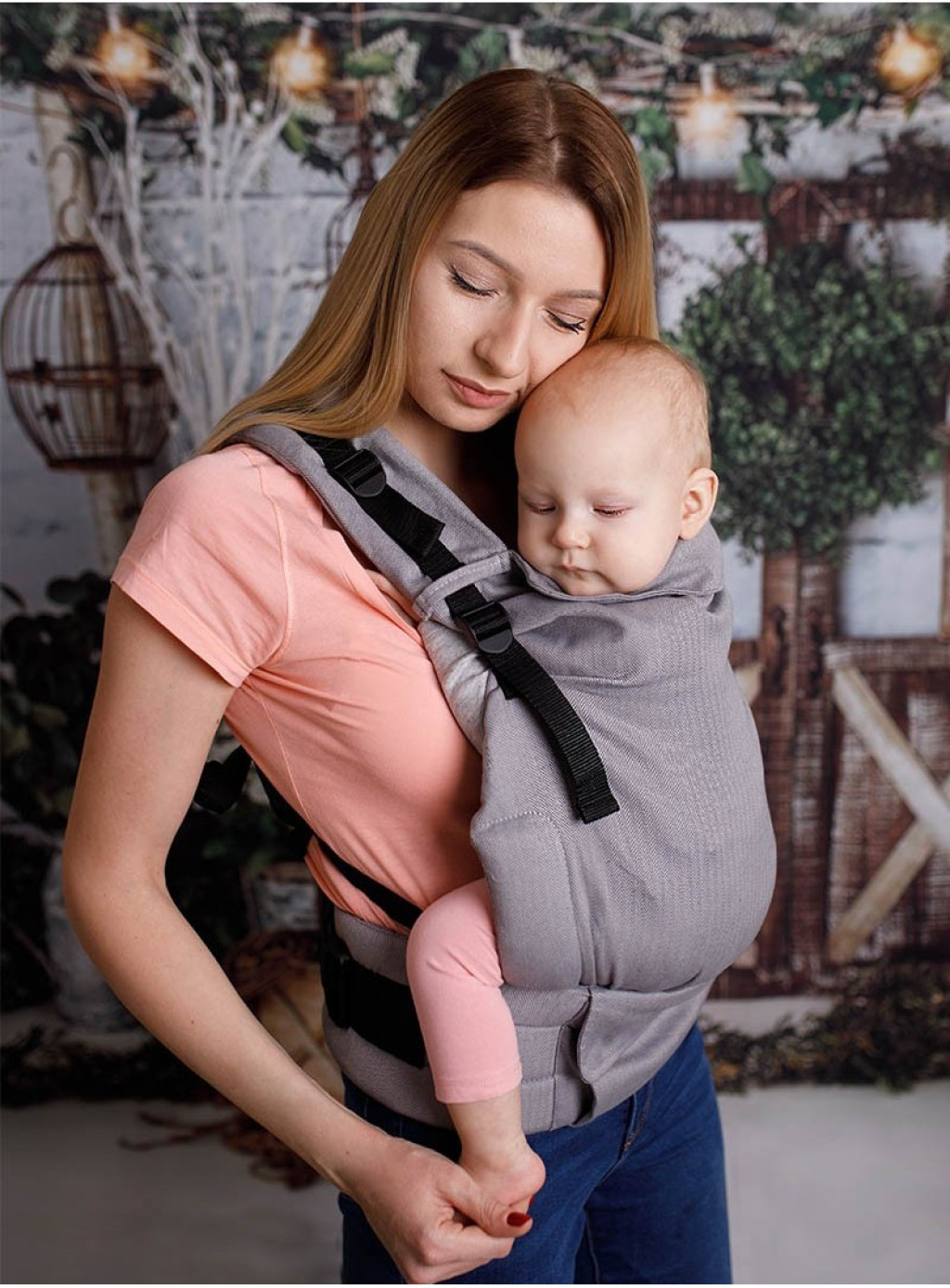 Kinder Hop Rastúce ergonomické nosítko Multi Grow Little Herringbone Grey 100% bavlna, žakár