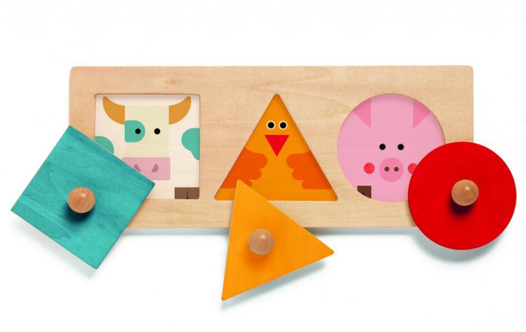 DJECO Formabasic: vkladanie geometrických tvarov s úchytkami (prvá edukatívna hračka)