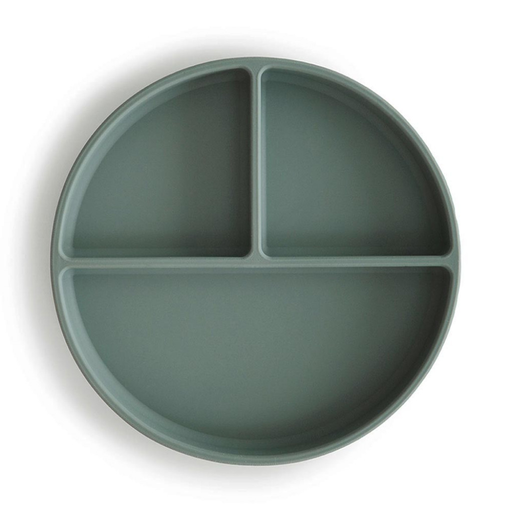 Mushie silikónový tanier s prísavkou (Cambridge Blue)