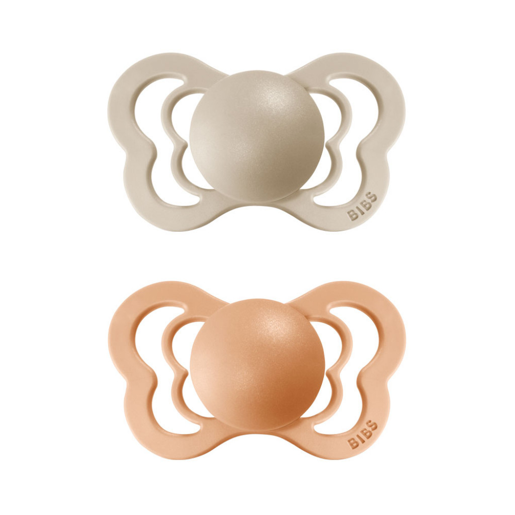 BIBS Couture ortodontické cumlíky zo silikónu 2ks - veľkosť 2 (Vanilla / Peach)