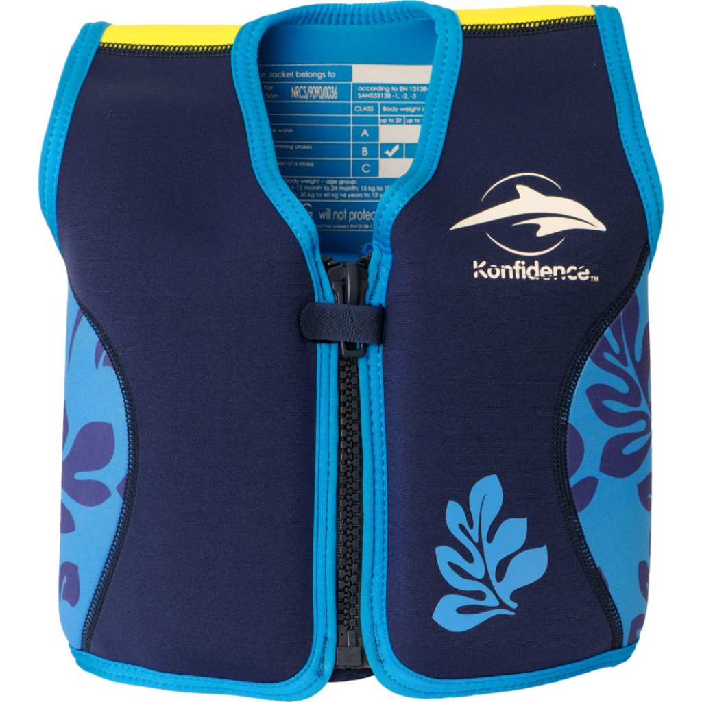 Konfidence Jacket Vesta na učenie plávania Navy Blue Palm 6-7r