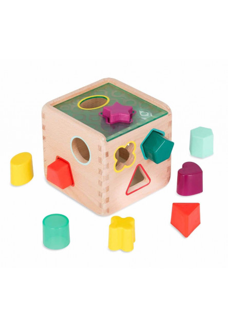 Kocka drevená s vkladacími tvarmi Wonder Cube B-Toys