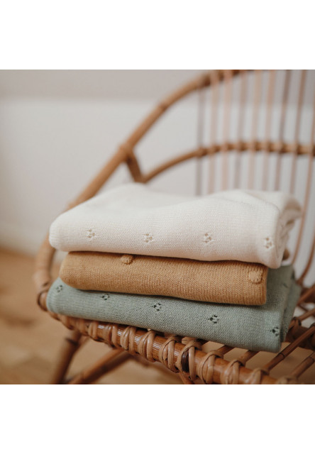 pletená detská deka z organickej bavlny (pásiková Dark Gray)