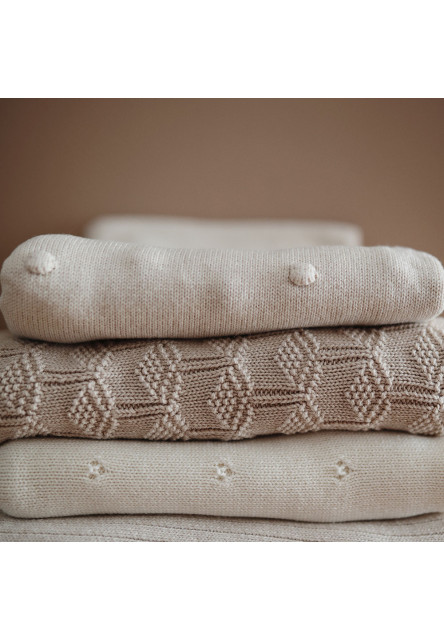 pletená detská deka z organickej bavlny (vzorkovaná Desert Rose)