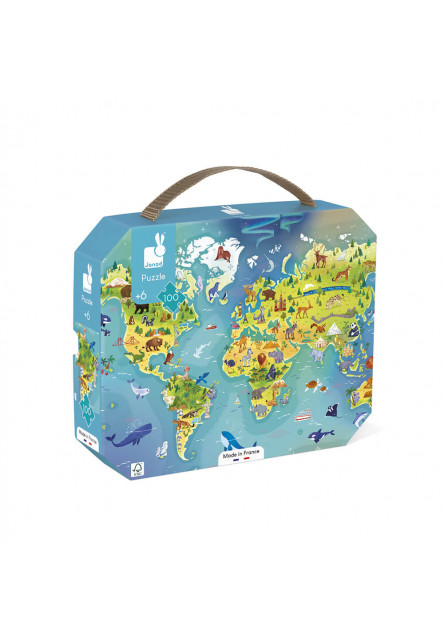Puzzle Mapa sveta v kufríku 100 ks