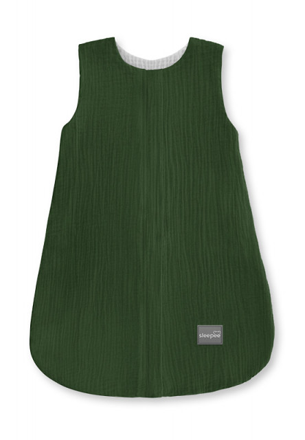 Obojstranný ľahký mušelínový spací vak Bottle Green 0-4 mesiace S