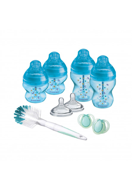 Set dojčenských fliaš advanced ANTI-COLIC, zmiešané veľkosti 9ks, Modrá Tommee Tippee