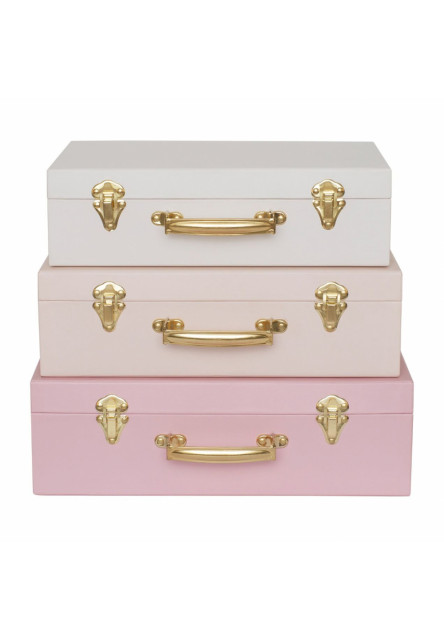 Úložné boxy kufríky ružové