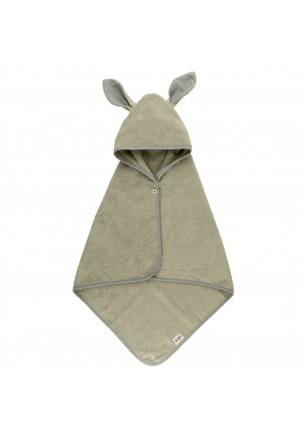 Kangaroo osuška s kapucňou z BIO bavlny (Sage) BIBS