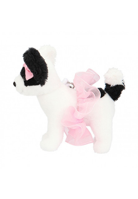ASST Plyšový prívesok - bielo-čierny psík, ružová sukňa