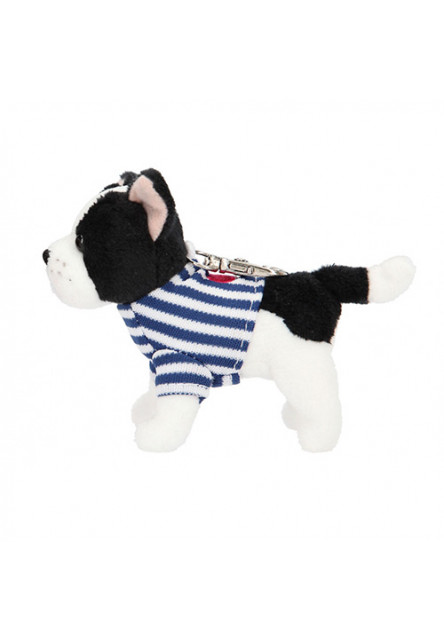 ASST Plyšový prívesok - bielo- čierny psík, modro pruhované tričko Miss Melody