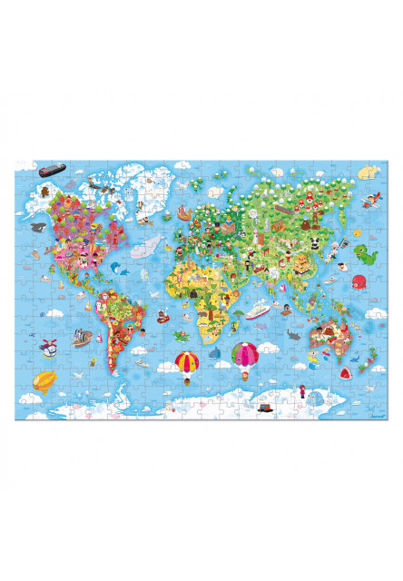 Janod Puzzle Mapa sveta v kufríku 300 ks od 6 rokov Janod
