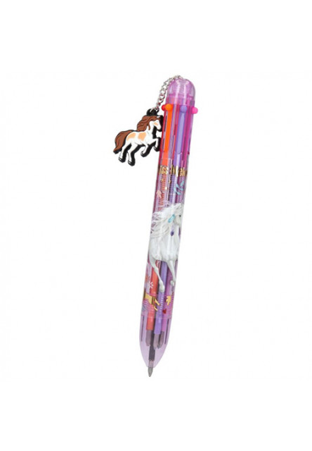 Šesťfarebné pero - ružová, prívesok koník