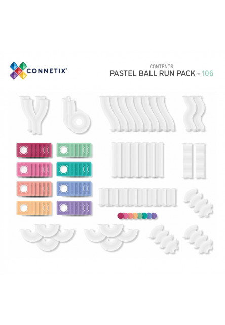 Magnetická stavebnica - Pastel Ball Run Pack 106 ks