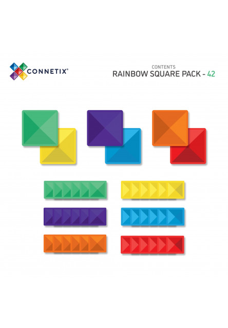 Magnetická stavebnica - Rainbow Square Pack 42 ks