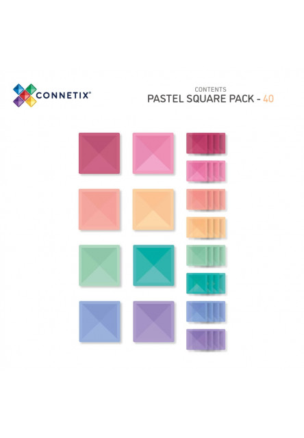 Magnetická stavebnica - Pastel Square Pack 40 ks