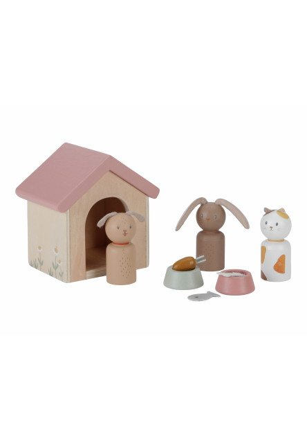 Sada domácich miláčikov do domčeka pre bábiky drevená