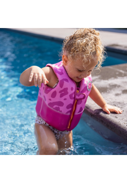 Plávacia vesta pre deti Leopard ružový 3-5 rokov