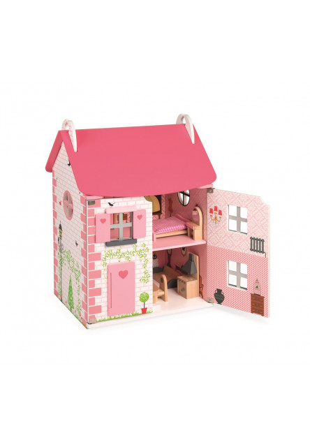 Drevený domček pre bábiky Mademoiselle s príslušenstvom 11 ks nábytku od 3 rokov
