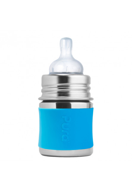 Nerezová dojčenská fľaša 150ml (Aqua) Pura