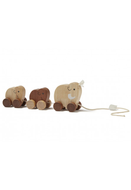 Ťahacia mamutia rodina drevená hnedá Neo Kids Concept