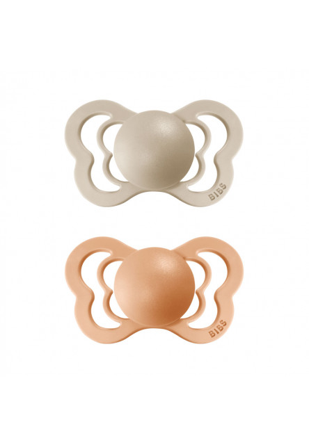Couture ortodontické cumlíky zo silikónu 2ks - veľkosť 2 (Vanilla / Peach)