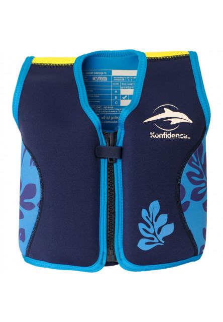 Jacket Vesta na učenie plávania Navy Blue Palm 2-3r. Konfidence